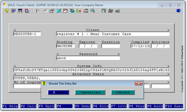 After all fields have been completed, you will be asked to save the record permanently. Select <Save>.